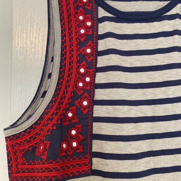 Free people vintage Y2K mirror embroidered oversized tank. Size XS - Picture 4 of 11